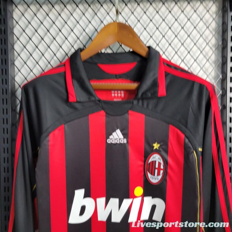 Retro Long Sleeve 2006-07 AC Milan Home Jersey