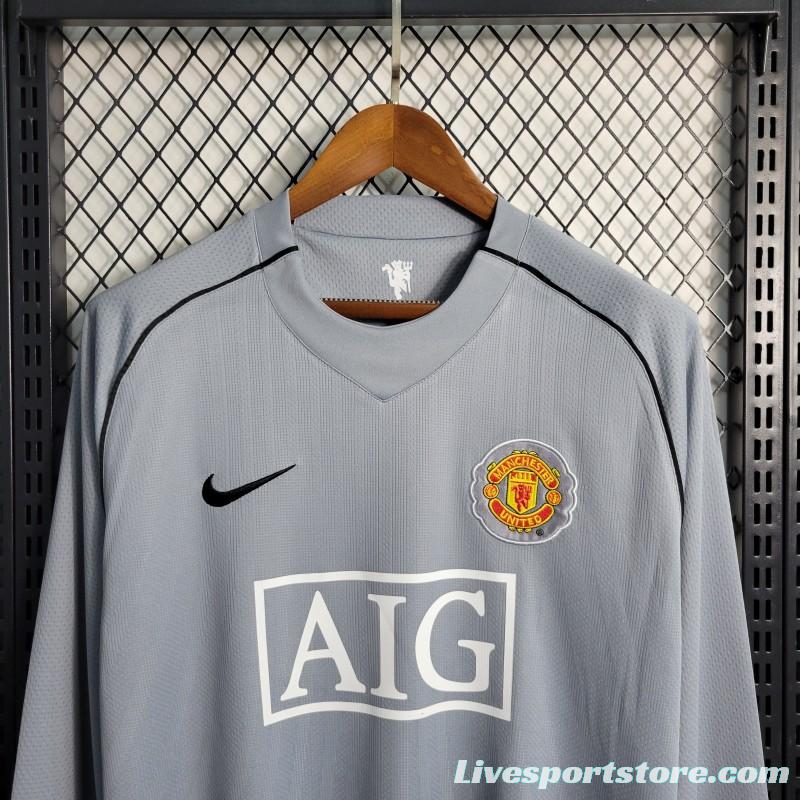 Retro 07-08 Manchester United Gray Goalkeeper Jersey