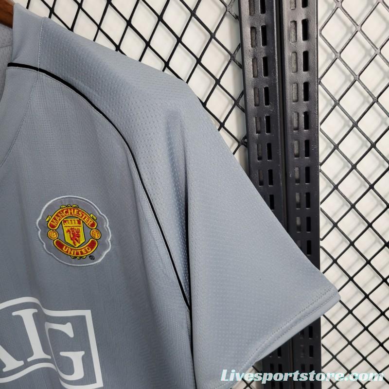 Retro 07-08 Manchester United Gray Goalkeeper Jersey