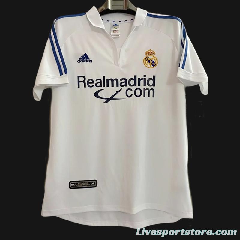 Retro 01/02 Real Madrid Home Jersey League Version With Sponsor