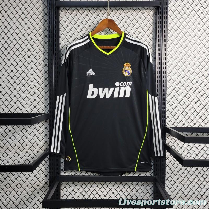 Retro 10-11 Real Madrid Away Black Long Sleeve Soccer Jersey