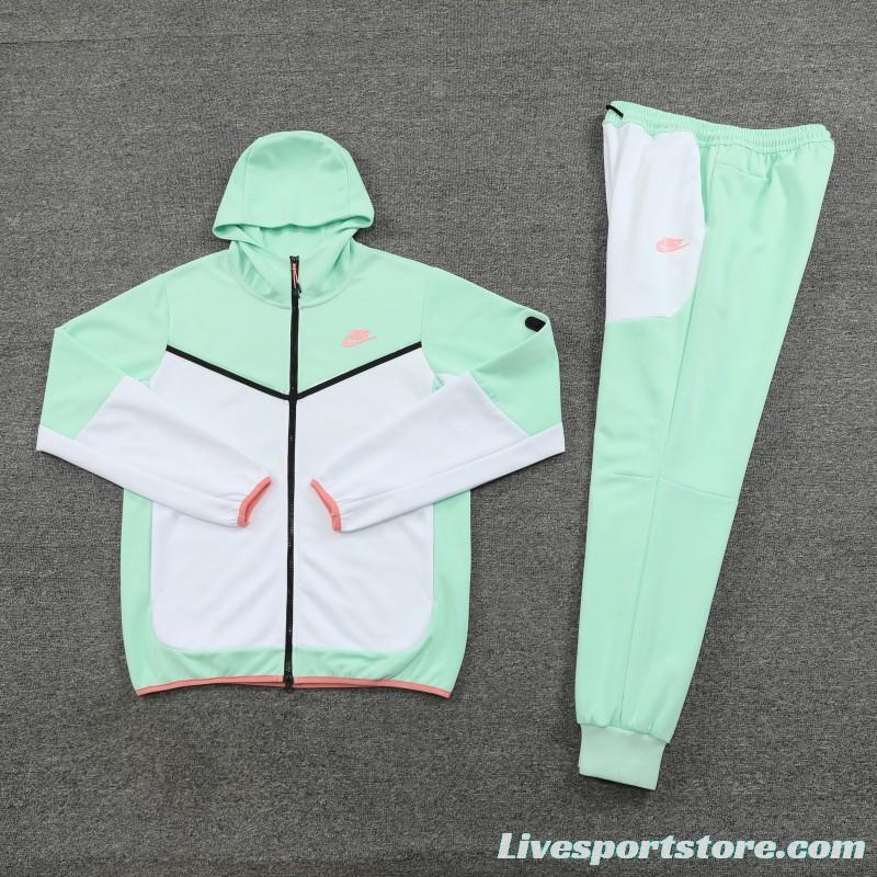 2023 Nike White Green Full Zipper Hoodie Jacket +Pants