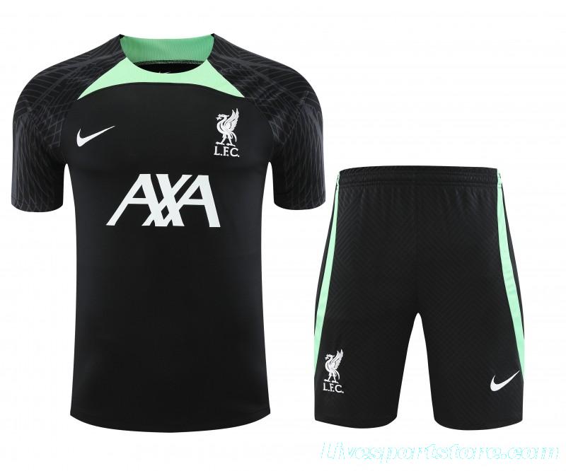 23-24 Liverpool Black Green Short Sleeve+Shorts