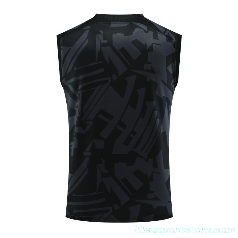 23-24 PSG Black Pattern Vest Jersey+Shorts