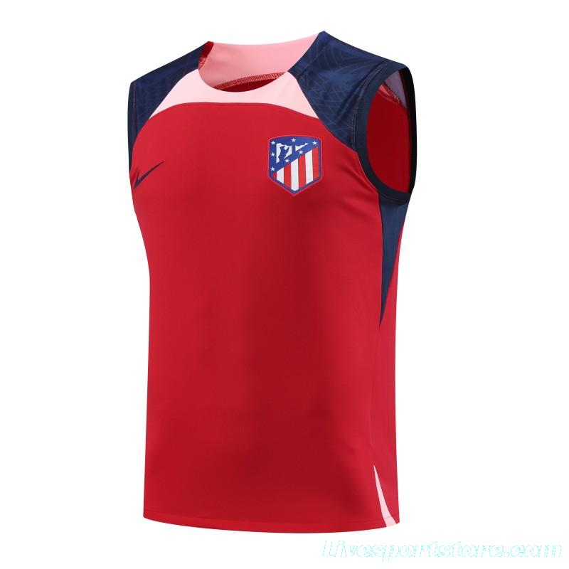 23-24 Atletico Madrid Red Black Vest Jersey+Shorts