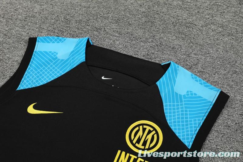 23-24 Inter Milan Black/Blue Vest Jersey+Shorts