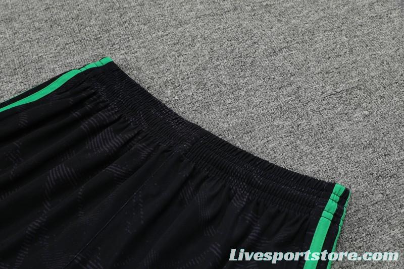 23-24 Real Madrid Black Green Pattern Short Sleeve+Shorts