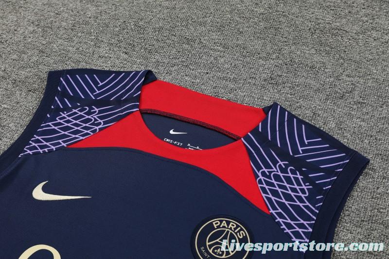 23-24 PSG Navy Vest Jersey+Shorts