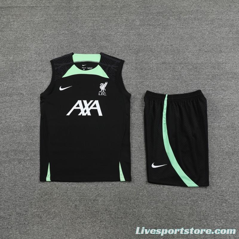 23-24 Liverpool Black Vest Jersey+Shorts