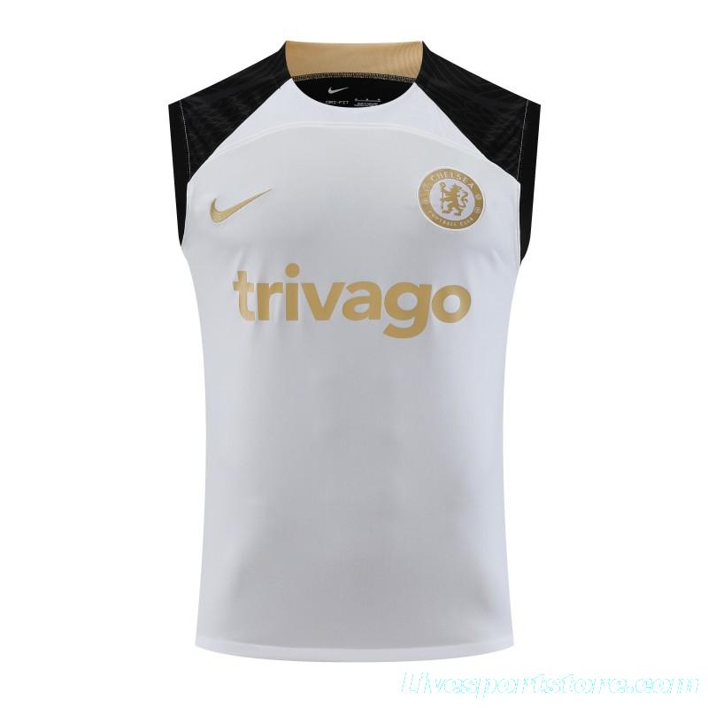 23-24 Chelsea White Black Vest Jersey+Shorts