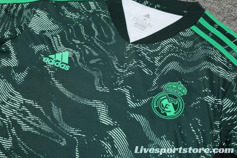 23-24 Real Madrid Black Green Pattern Short Sleeve+Shorts