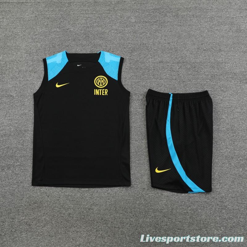 23-24 Inter Milan Black/Blue Vest Jersey+Shorts