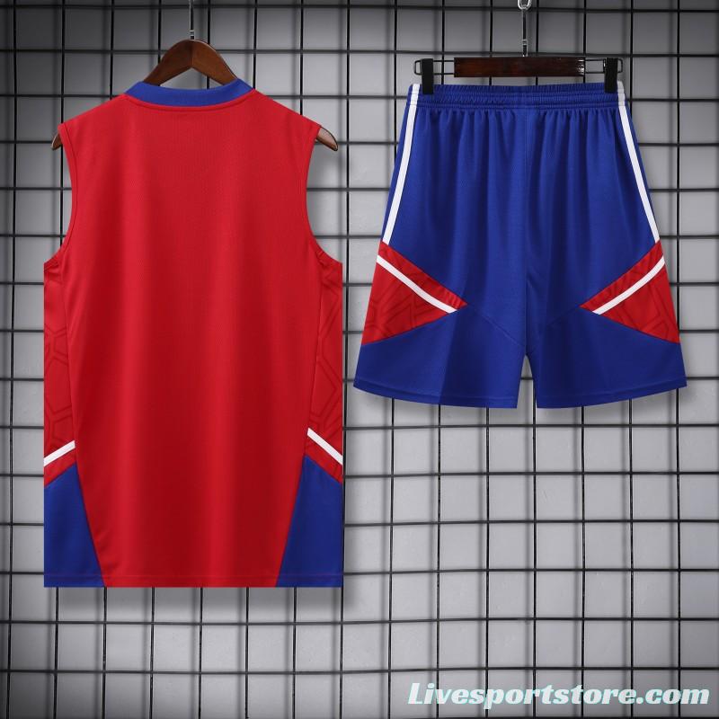 23-24 Bayern Munich Red/Blue Vest Jersey+Shorts