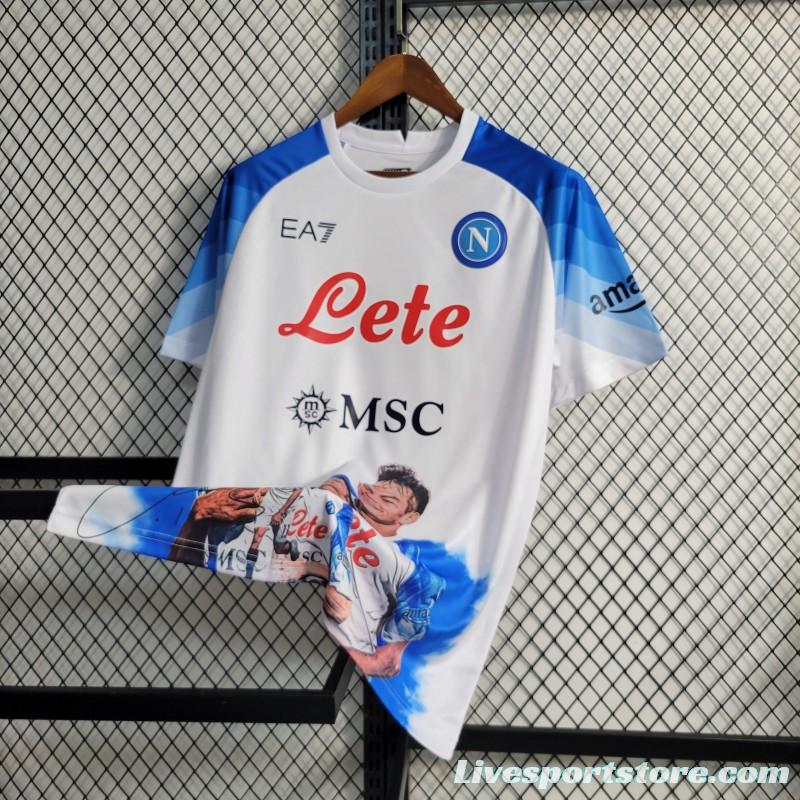 23-24 SSC Napoli Face Game Lozano White Jersey