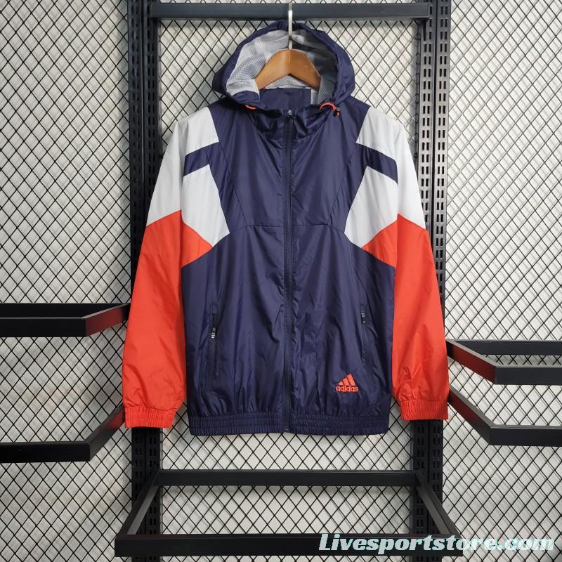 2023 Adidas Navy White Orange Windbreaker