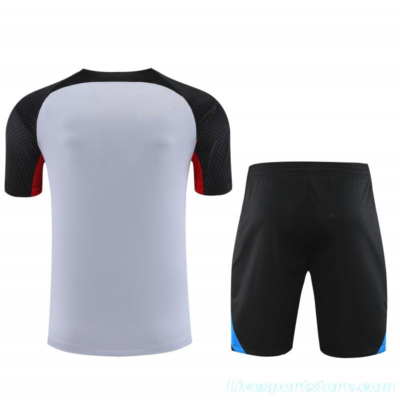 23-24  Barcelona Grey Black Short Sleeve Jersey+Shorts