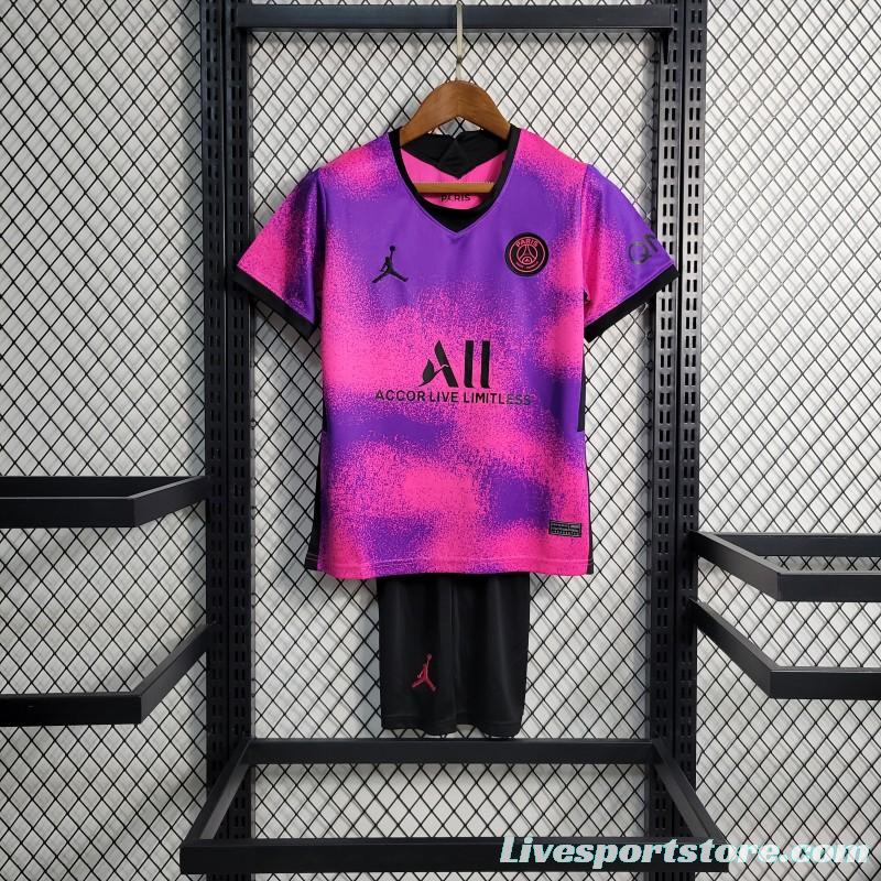 Retro 20-21 Kids PSG Paris Forth Pink Jersey