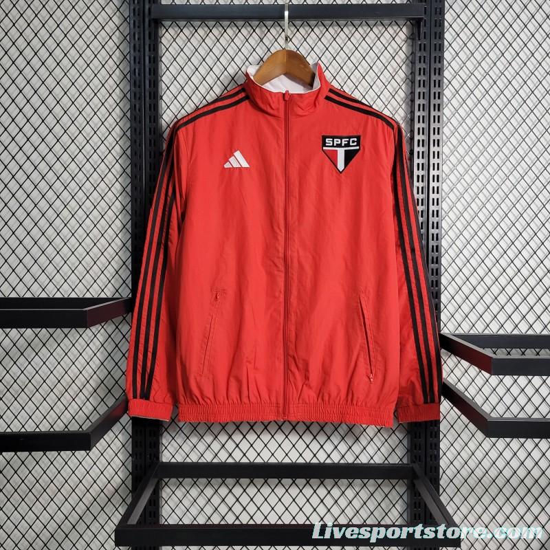 23-24 Sao Paulo Reversible White Red Windbreaker