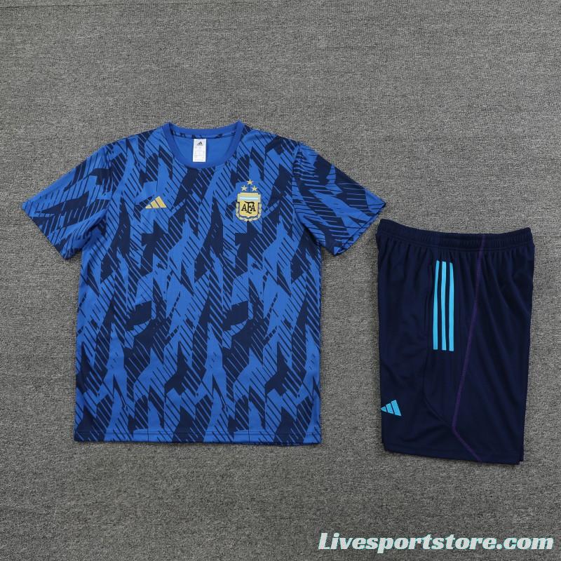 2023 Argentina Navy Stripe Short Sleeve+Shorts