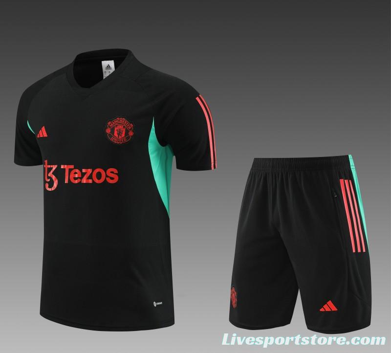 23 24 Manchester United Black White Short Sleeve+Shorts