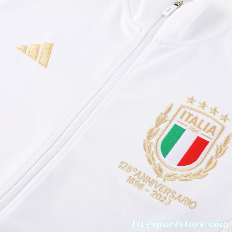 2023 Italy 125th Anniversary White Full Zipper Hooide Jacket+Pants