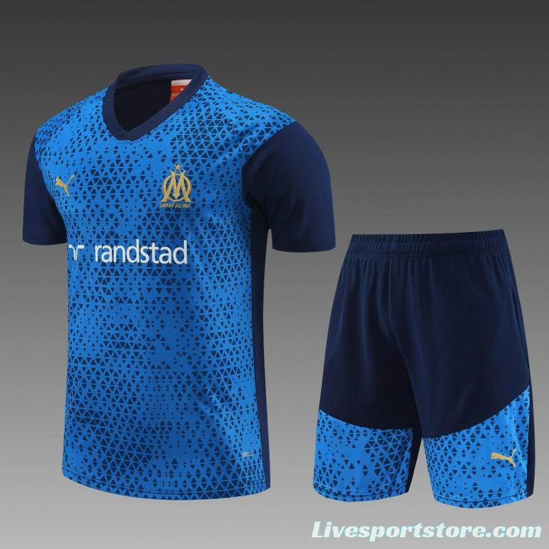 23 24 Olympique Marseille Blue Short Sleeve+Shorts