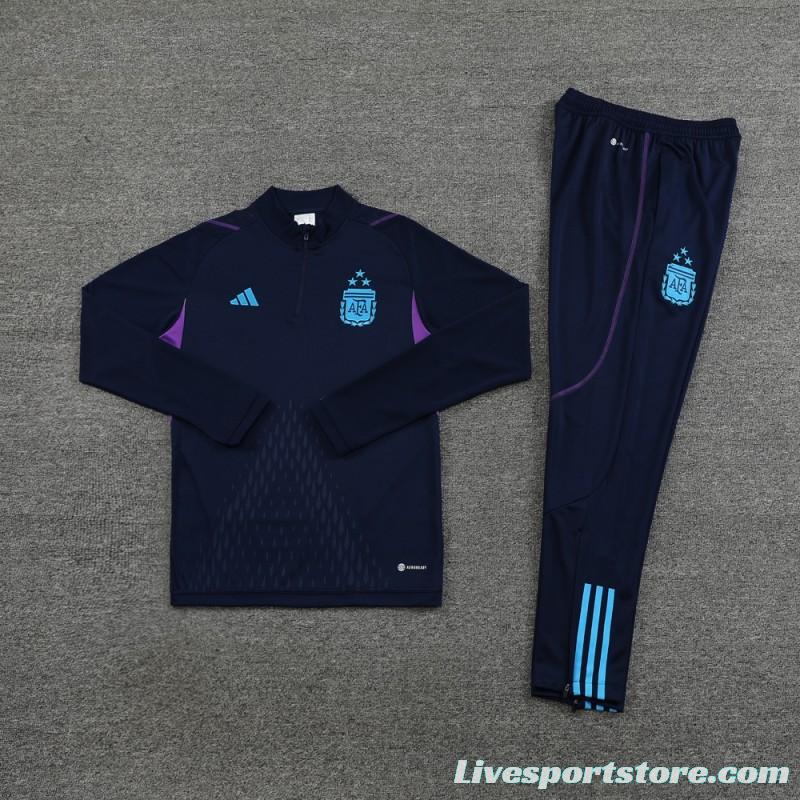 2023 Argentina Navy Half Zipper Jacket+Pants