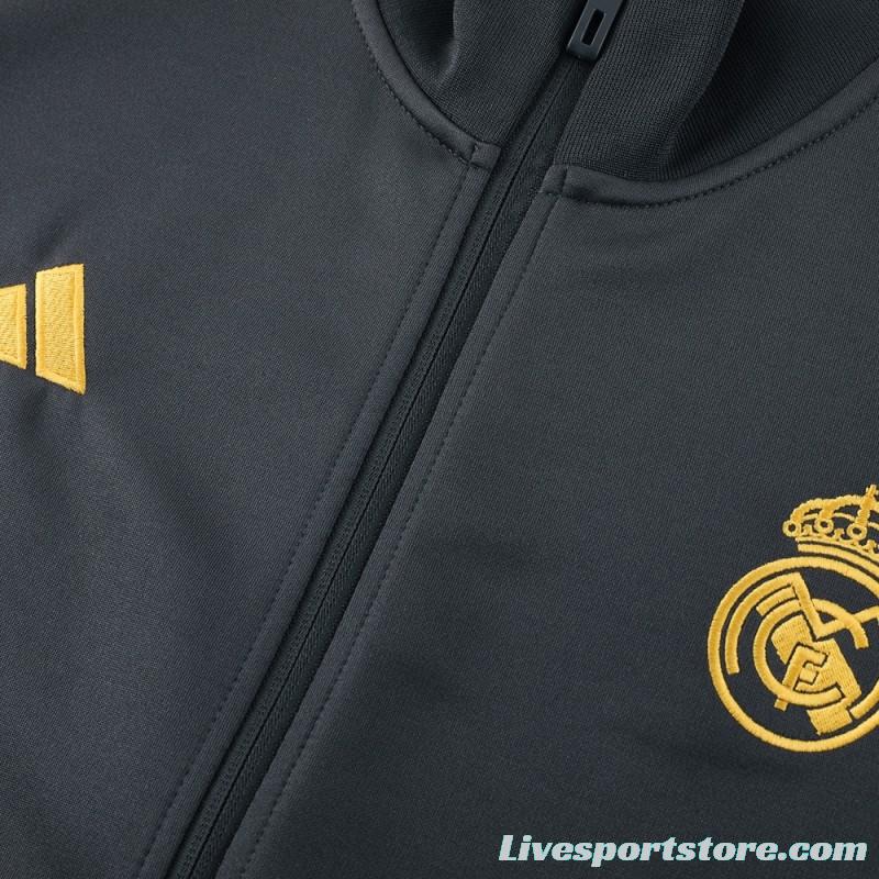 23/24 Real Madrid Grey/Black Full Zipper Jacket+Pants