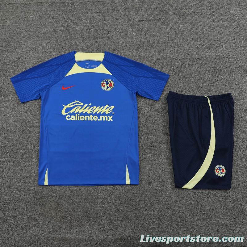 24/25 Club America Blue/Yellow Short Sleeve Jeresy+Shorts