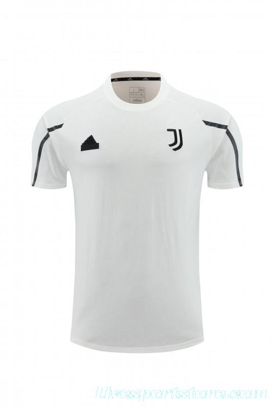 23/24 Juventus White Cotton Short Sleeve Jersey+Shorts