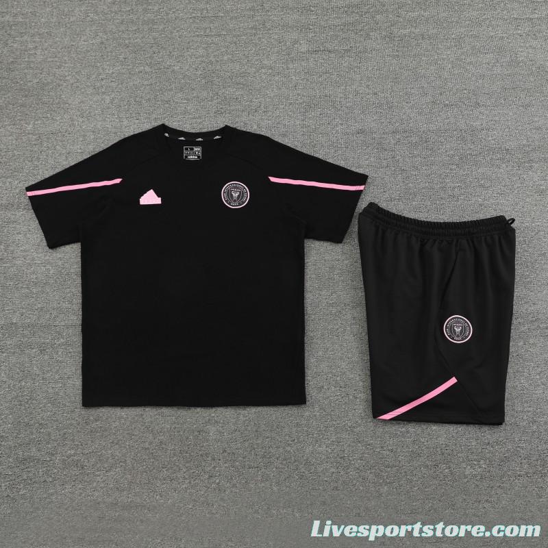 23/24 Inter Miami Black/Pink Cotton Short Sleeve Jersey+Shorts