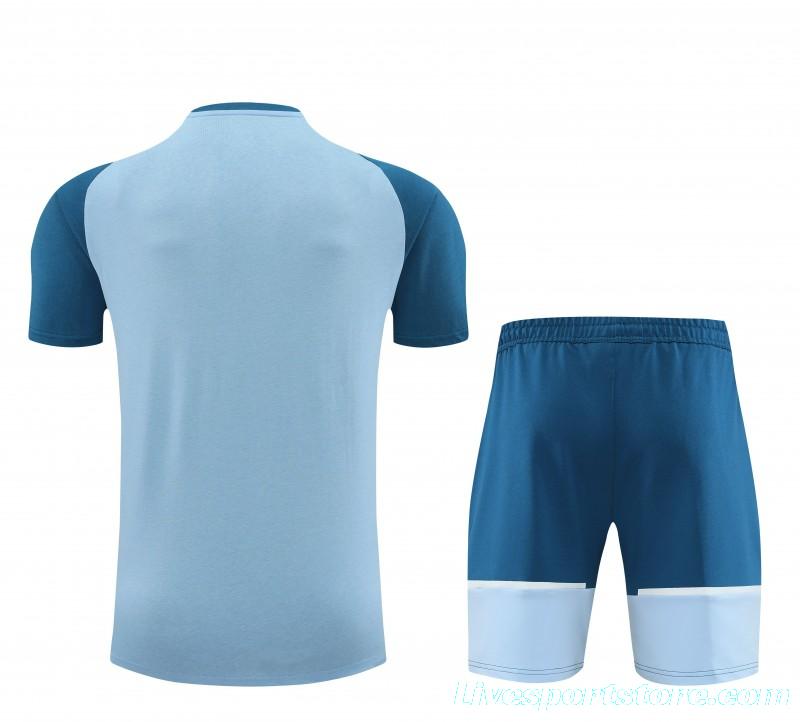 23/24 Manchester City Blue Cotton Short Sleeve Jersey+Shorts