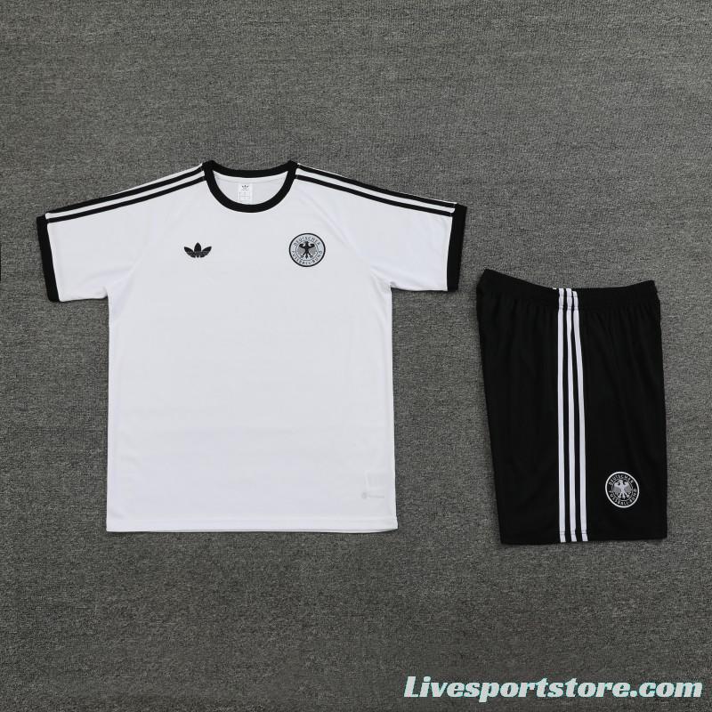 2024 Germany White Cotton Short Sleeve Jersey+Shorts