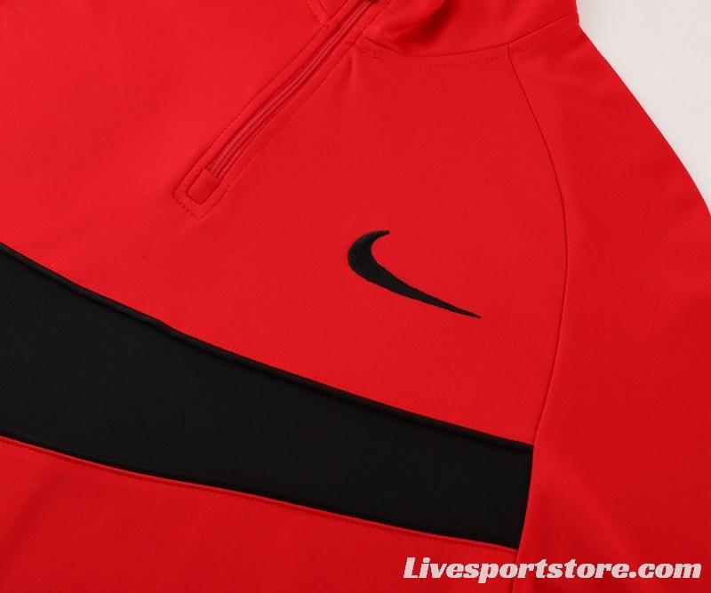 2024 Nike Red/Black Half Zipper Jacket+Pants