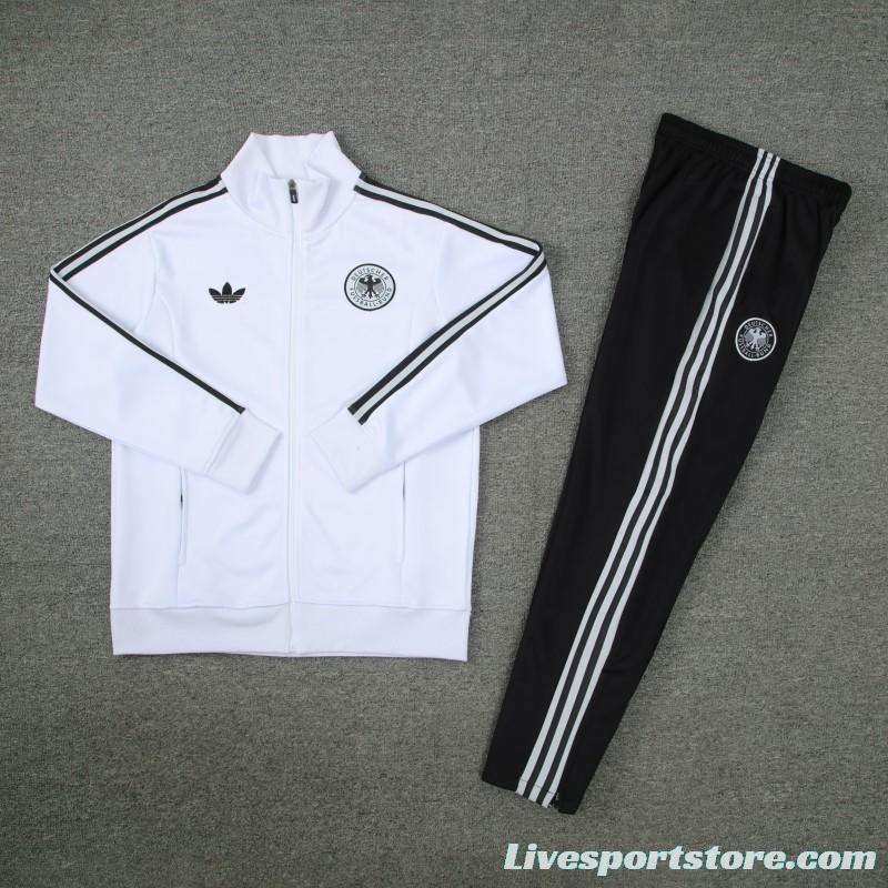 2024 Germany White Full Zipper Jacket +Long Pants