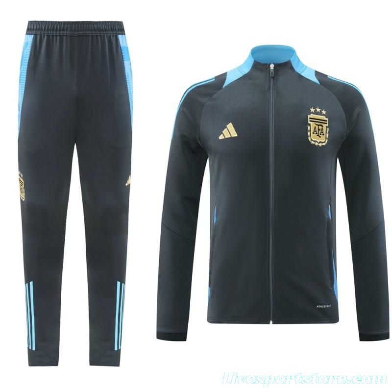 2024 Argentina Black Full Zipper Jacket +Long Pants