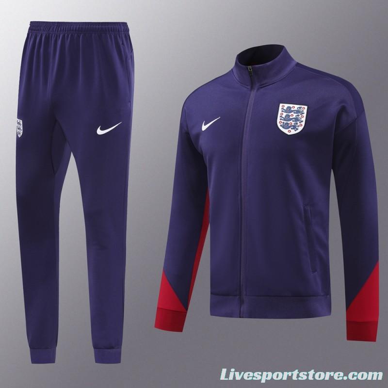 2024 England Navy Full Zipper Jacket +Long Pants