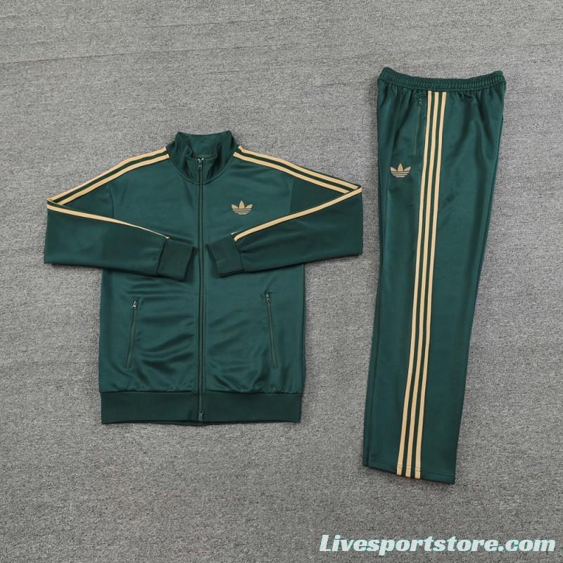 24/25 Adidas Original Green Full Zipper Jacket +Long Pants