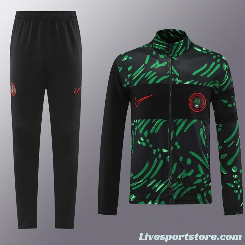 2024 Nigeria Black/Green Full Zipper Jacket +Long Pants