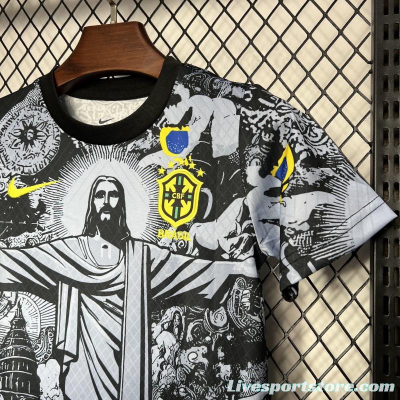 2024 Kids Brazil Christ The Redeemer Grey Special Jersey