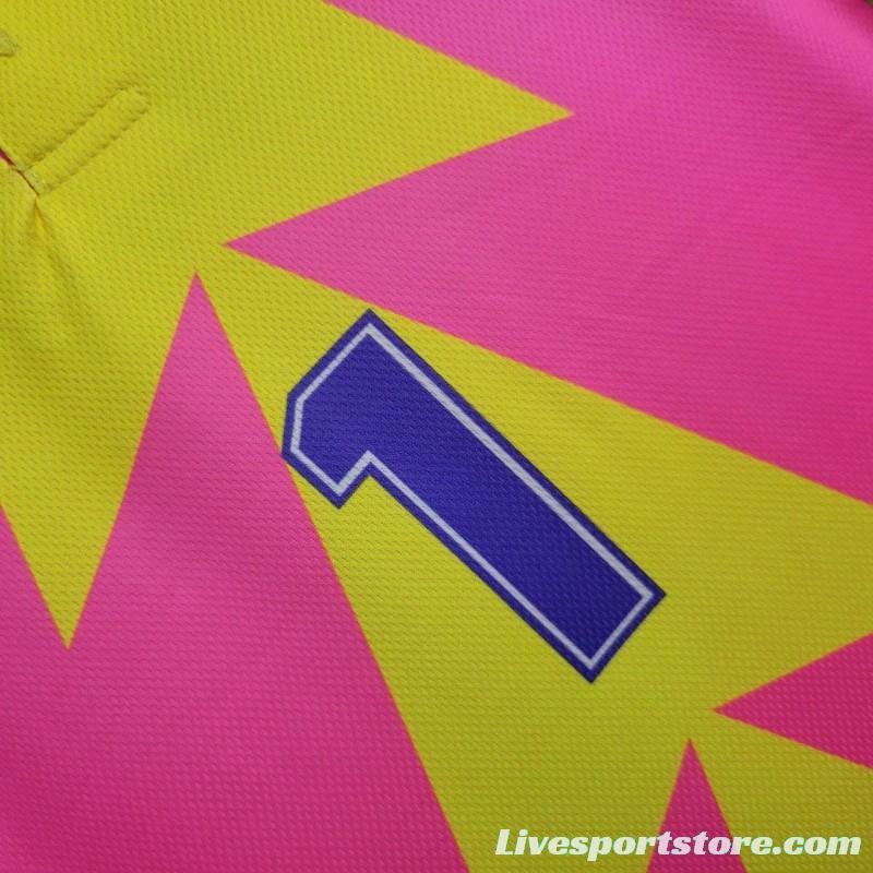 Retro 1998 Mexico Goalkeeper CAMPOS 1 WORLD CUP CAMPOS 1 Home Pink Jersey