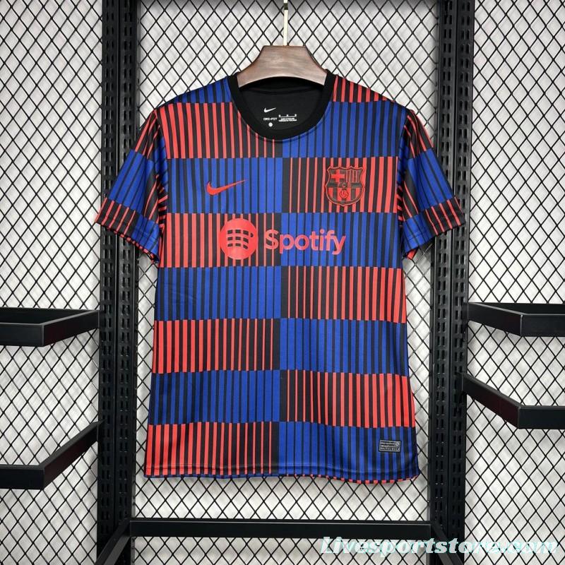 24/25 Barcelona Pre-Match Red/Blue Stripe Jersey