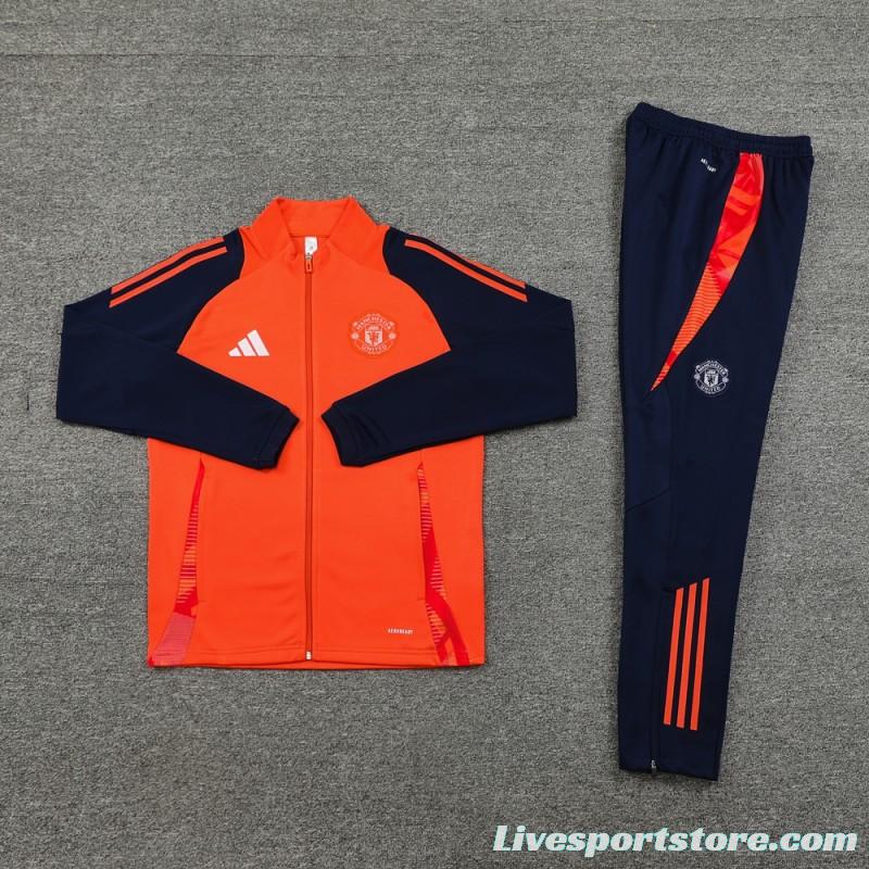 24/25 Manchester United Orange Full Zipper Jacket +Long Pants