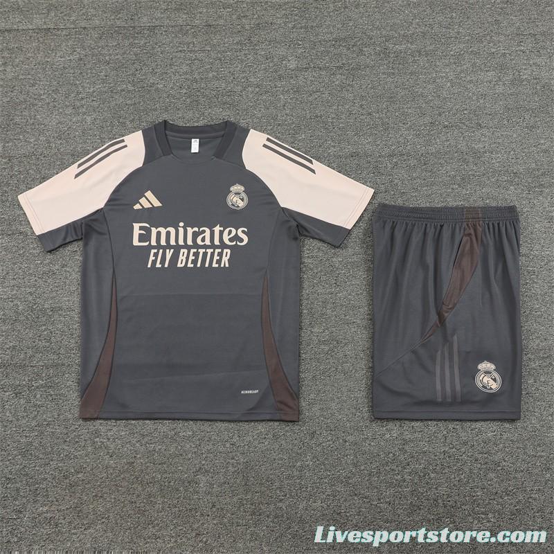 24/25 Real Madrid Black/Pink Short Sleeve Jersey+Shorts