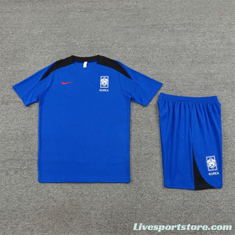 2024 South Korea Blue Short Sleeve Jersey+Shorts