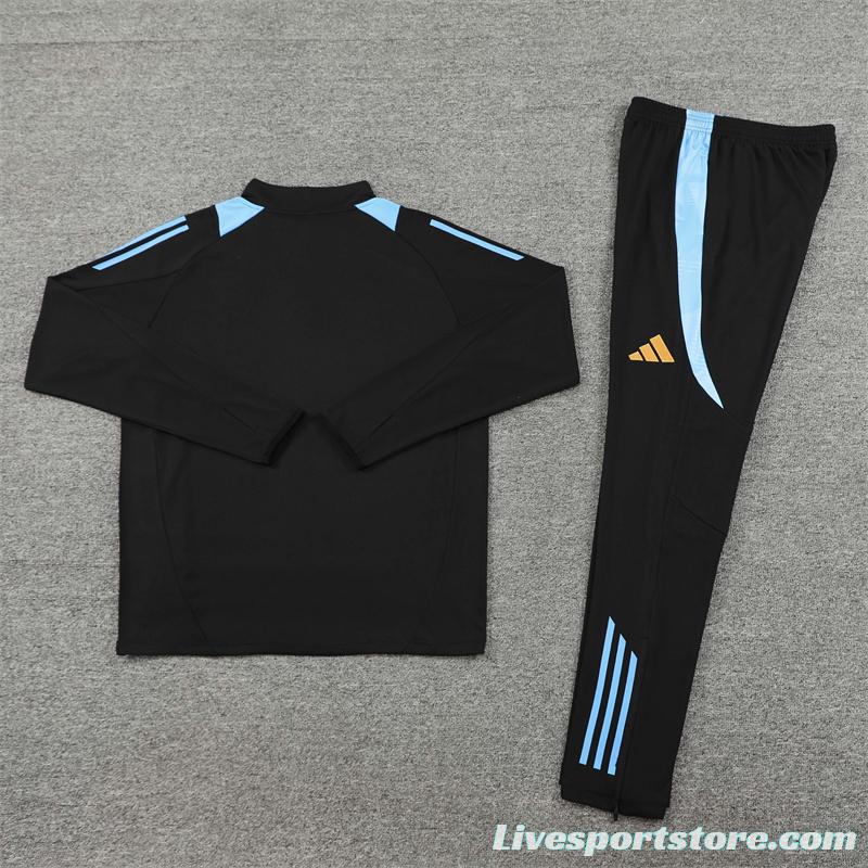 2024 Argentina Black Half Zipper Jacket+Long Pants