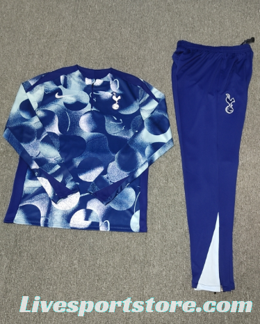 24/25 Kids Tottenham Hotspur Blue Camouflage Half Zipper Jacket+Long Pants