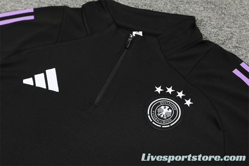 2024 Germany Black Half Zipper Jacket+Long Pants