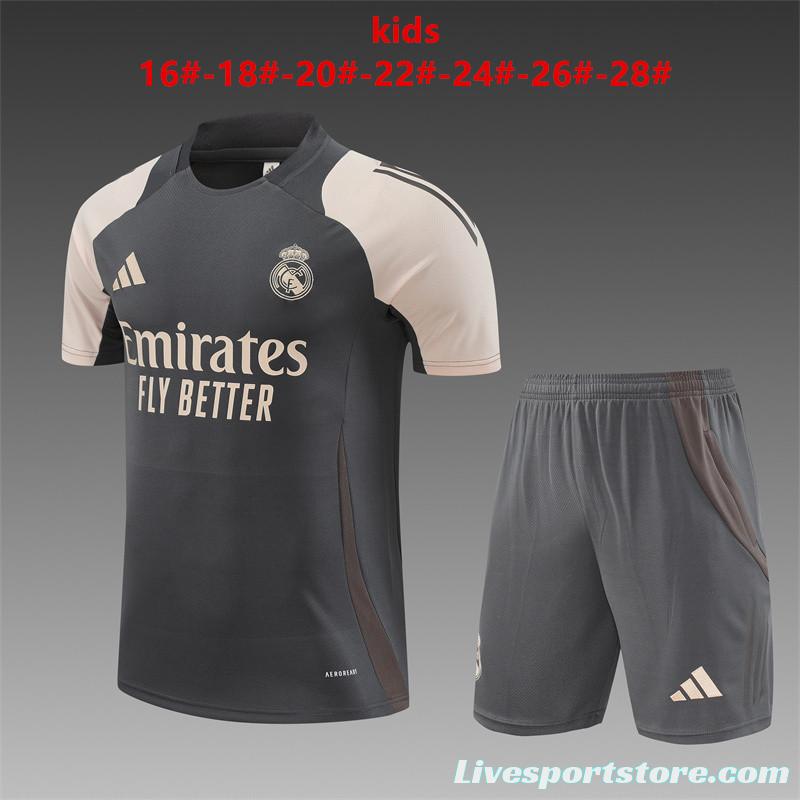 24/25 Kids Real Madrid Black/Pink Short Sleeve Jersey+Shorts