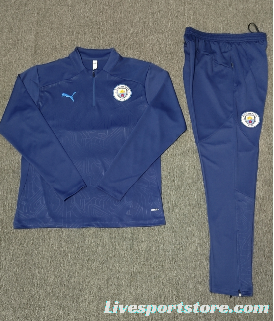 24/25 Kids Manchester City Navy Half Zipper Jacket+Long Pants